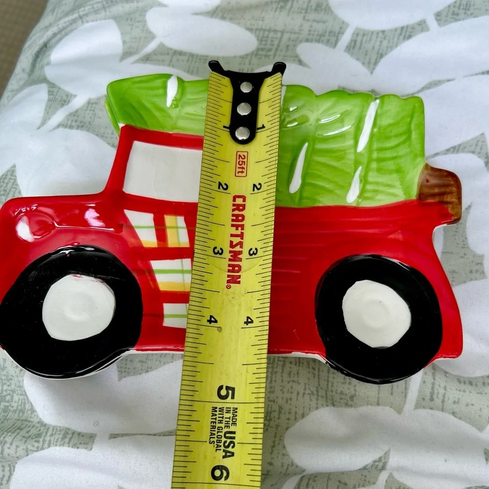 Ceramic Red & Green Christmas Truck Kitchen Spoon Rest Set of 2